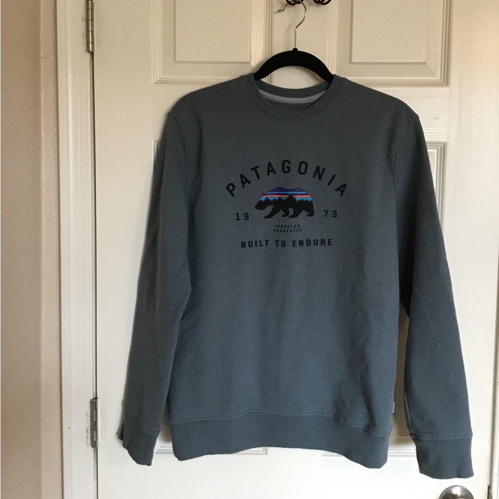 Patagonia Arched Fitz Roy Bear Uprisal Crew Sweatshirt Shadow Blue sz S small